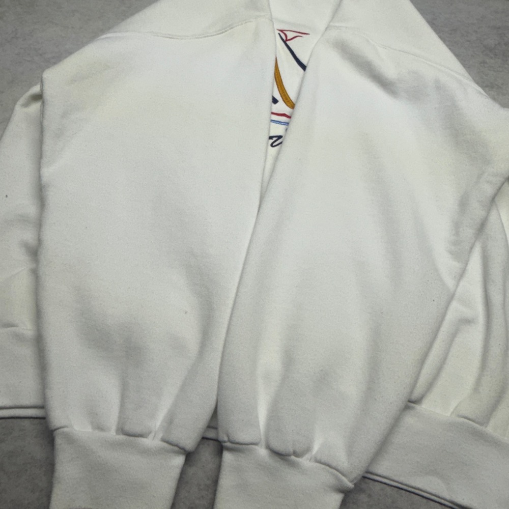 Vintage 90s Puerto Vallarta Sailboat Embroidered Sweatshirt White Large Boat Y2K - Picture 3 of 12